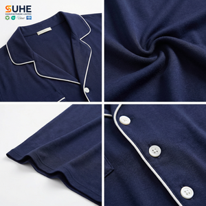 SUHE Conjunto de Pijama Capri de Manga Corta para Mujer, de Modal, con Botones, Cuello Solapa, Top y Pantalones, Dos Piezas, Ropa de Dormir y Descanso - Product Image 2