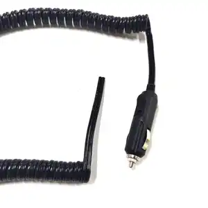 16AWG car cigarette lighter to open end Coiled extension cords Electrical retractable cable Spiral curly cable