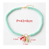 Collar de cuentas de turquesa estilo bohemio Asu con dijes de esmalte de océano, pez, concha y coral, joyería de verano para mujer