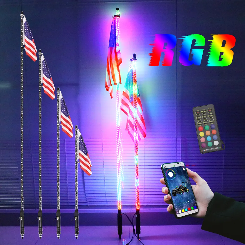 Best Sale Can Am Flag Lights Remote Control Whip Light Ambar 4ft 3ft for Polariz 4x4