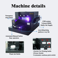 Impresora UV LED de Cama Plana A4 Multiaplicación para Tarjetas de Identificación, Botellas, Cilindros, Bolsas de Papel, Carcasas de Teléfono Móvil, Madera y Vidrio