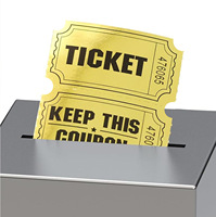 Vente en gros de 500 paires par rouleau de billets dorés, billets de tombola en feuille d'or double rouleau pour événements, carnavals, concours