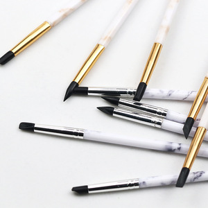 5Pcs Marble Handle Silicone Nail Art Carving Embossing Pen Set Flat <b>Glue</b> Tip for 3D Gel Sculpting - Product Image 5