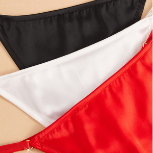 Women <b>Thong</b> Panties Low Rise Solid Color Seamless Polyester Fiber Black Red <b>White</b> - Product Image 4