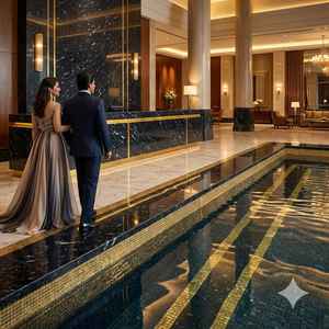 Offre Spéciale : Dalles de pierre naturelle en granit noir Onde Océanique pour comptoirs de cuisine de luxe et dessus de meubles de salle de bain, disponibles à la vente - Product Image 2