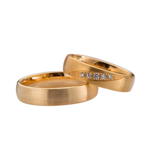 Anillo de compromiso de acero inoxidable chapado en oro para hombre y mujer, conjunto de anillos de boda, europeo y <span class=keywords><strong>americano</strong></span>, 2022 - Product Image 1