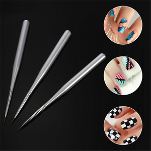 3Pcs Nylon Nail Art Brush <b>Set</b> Flower Line Drawing Pens <b>Crimped</b> Ferrule for UV Gel Painting - Product Image 3