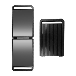 Specchio cosmetico compatto a doppia piegatura in acciaio inox Mini specchio per parrucchieri a mano con cappuccio piccolo Logo stampato - Product Image 1