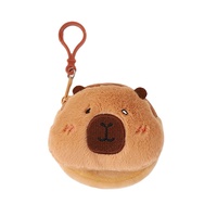 Linda mignon peluche capybara porte-monnaie poupée pendentif porte-clés Capibara perlé casque sac Mini sac de rangement