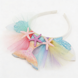 Diadema con Cola de Pez para Bebés, Accesorio para el Cabello, Diadema Infantil con Diseño de <span class=keywords><strong>Sirena</strong></span>, Conchas y Estrellas de Mar - Product Image 3