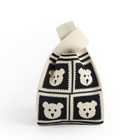 Bolso pequeño de compras de tela de punto a la moda, bolsos de mano, bolso de mano con rayas florales para niña