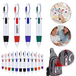 Bolígrafo Retráctil 4 en 1 con Mosquetón, 4 Colores, Artículos Promocionales Personalizados para Regalos Empresariales y Marketing - Product Image 1