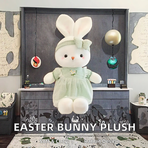 Peluche Lapin à Longues Oreilles Ultra Douce, Jouet en Peluche Rembourré en Coton PP pour Pâques, Anti-Stress, Idéal pour les Mariages - Product Image 3