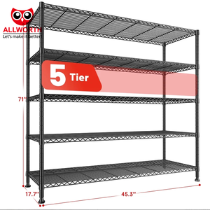 Étagères métalliques réglables robustes avec roulettes Étagères de rangement en métal noir pour cuisine salle de bain <span class=keywords><strong>Garage</strong></span> placard - Product Image 1