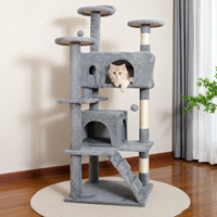 Arbre à chat robuste avec niche, tour à chat multi-niveaux avec grande perchoir et poteaux à gratter pour chats de grande taille
