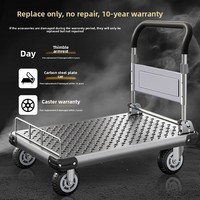 Chariot à main pliable OEM en acier, mini-chariot de manutention à plateau plat, portable, à quatre roues, pour usage domestique et aéroportuaire
