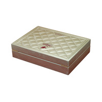 Boîte d'emballage cadeau en cuir doré à couvercle rabattable, faite à la main, forme personnalisable, impression UV, pour cosmétiques, huiles essentielles, bougies, cadres photo