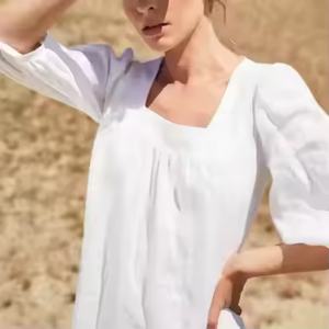 เดรสผ้าลินินสั่งตัดแบบใหม่ ไซส์ใหญ่ คุณภาพสูง ขายส่ง ราคาสบายกระเป๋า ชุดเดรสชายหาดเรียบหรูสำหรับสุภาพสตรี - Product Image 4