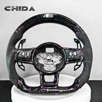 Convient à Volk-sw-ag-en Golf 7 GTI, CC, Magten, Passat, Tiguan Custom purple Forged Carbon Fiber LED Steering Wheel