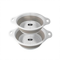 Ensemble de 3 bols passoires pliables en silicone avec base d'égouttage pour fruits, légumes et pâtes
