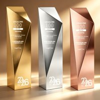 Trofeos Creativos Irregulares de Oro, Plata y Bronce 2026, Diseño Personalizado, Trofeo de Resina Bañado en Oro