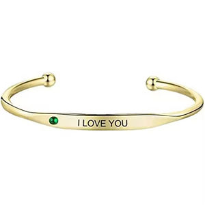 व्यक्तिगत गहने 925 स्टर्लिंग चांदी कस्टम जन्मदिन के पत्थर उत्कीर्ण प्यार वादा क्यूफ ब्रेसलेट - Product Image 1