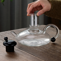 Théière marocaine en borosilicate transparent moderne poignée colorée souris résistante à la chaleur cruche à café de qualité alimentaire filtre bouilloires
