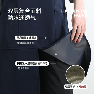 A-Line Waterproof Apron Dark Green Solid Color Work Suit Kitchen Uniform Water Resistant - Product Image 4