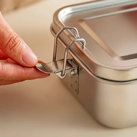 Boîte à lunch classique en acier inoxydable 304 avec joint en silicone étanche Compartiment à bento Conteneur alimentaire pour adultes de bureau scolaire