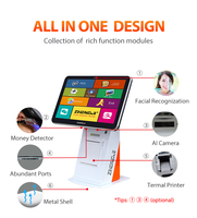 Système de paiement intelligent à écran tactile ZJ A5 avec reconnaissance IA, imprimante thermique intégrée, logiciel de point de vente, Windows, processeur Intel