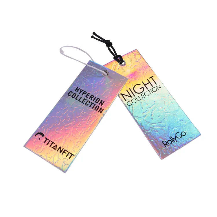 Benutzer definierte Form Luxus Laser Hanging Label Swing Hologramm Papier Hang Tag Holo graphic Hangtag für Kleidung Kleidungs stück