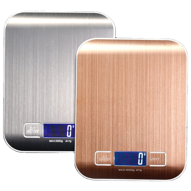 Rose Gold Stainless Steel Digital Electronic Kitchen Scale Battery Portable Lightweight for Baking Cooking Grams Ounces 5kg/1g