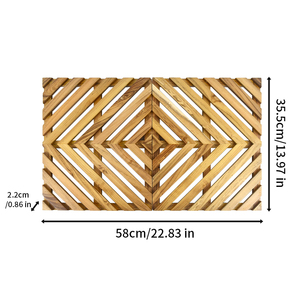 Tapis de bain en teck massif <span class=keywords><strong>antidérapant</strong></span> à motif géométrique chevron, tapis de sol de luxe <span class=keywords><strong>pour</strong></span> spa et bien-être, idéal <span class=keywords><strong>pour</strong></span> baignoire - Product Image 3