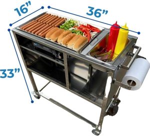 Plaque de cuisson |   Alimenté au propane/<span class=keywords><strong>butane</strong></span> |   Portatif à 4 roues |   36x24x36 pouces |   Chariot à hot-dogs en acier inoxydable pour l'extérieur, 20 pouces - Product Image 2