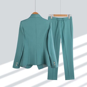 Chaqueta Deportiva de Alta Calidad para Mujer de Oficina y Conjunto de Dos Piezas de Color Sólido con Doble Botonadura, Chaqueta Deportiva + Pantalones para Mujer de Negocios - Product Image 3