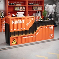 Comptoir de réception en métal de style industriel pour restaurant commercial, café, bar, hôtel