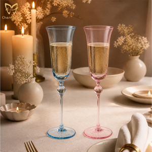 Juego de Copas de Champán de 200 ml, Color Rosa/Azul, Estilo Murano Antiguo, Copas de Vino Espumoso <span class=keywords><strong>con</strong></span> Forma de Tulipán para Bodas y Fiestas - Product Image 4