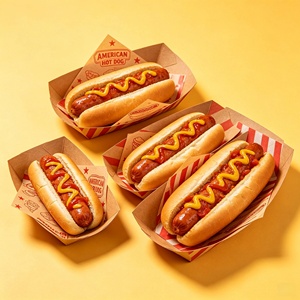 Cajas de Papel para Hot Dogs con Logotipo Personalizado al por Mayor, Contenedores Desechables Resistentes a la Grasa para Comida para Llevar, para Bares de Comida Móviles - Product Image 1
