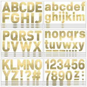 Autocollant en PVC <span class=keywords><strong>de</strong></span> 2,5 pouces avec feuille d'or, forme irrégulière, <span class=keywords><strong>lettres</strong></span>, chiffres et symboles imprimés en couleur, pour bricolage, boîte <span class=keywords><strong>aux</strong></span> <span class=keywords><strong>lettres</strong></span>, adhésif, <span class=keywords><strong>étiquette</strong></span> personnalisée - Product Image 2