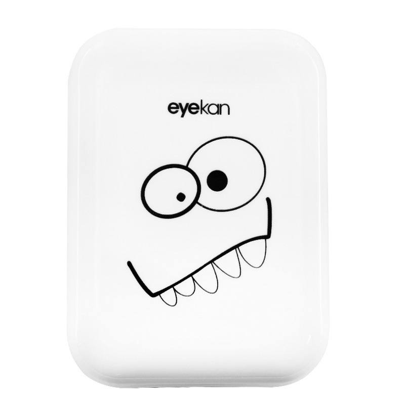 Compact Plastic Contact Lens box Fashion Cute White color various of happy teeth patterns Portable Set Contact Lens Case