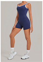 Combinaison de sport pour femme, simple, sans manches, respirante, en Spandex/Nylon, motif uni, dos en U, pour la gym et le yoga, avec shorts d'entraînement, impression par transfert thermique