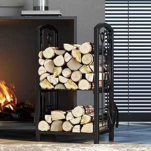Diproduksi pemegang kayu luar ruangan alat perapian rak <span class=keywords><strong>Log</strong></span> besi logam rak kayu bakar - Product Image 4