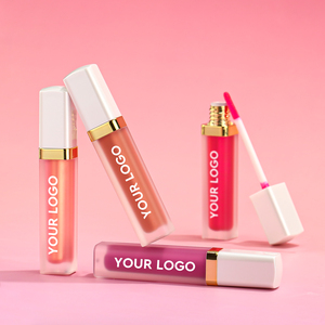 Brillant à lèvres avec logo personnalisé Brillant à lèvres végétalien imperméable à l'eau sans cruauté Tubes de brillant à lèvres vides à haute teneur en pigments avec couvercle blanc - Product Image 3