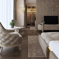 Lit double de luxe pour chambre à coucher, style italien en velours, tête de lit haute, lit queen size, cadre en bois massif, ensemble de lit pour hôtel, villa, adulte