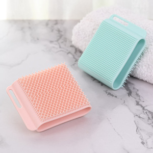 Silicone <b>Bath</b> Brush Double Sided Exfoliating Shower Brush For Adults And Kids Gentle Massage <b>Bath</b> Tool Grayish White Pink <b>Light</b> - Product Image 2