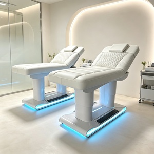 Cama de Belleza Eléctrica con Base Blanca y Luz Ambiental, Silla Facial Eléctrica de Lujo con 4 Motores, Cama de Masaje Ajustable - Product Image 2