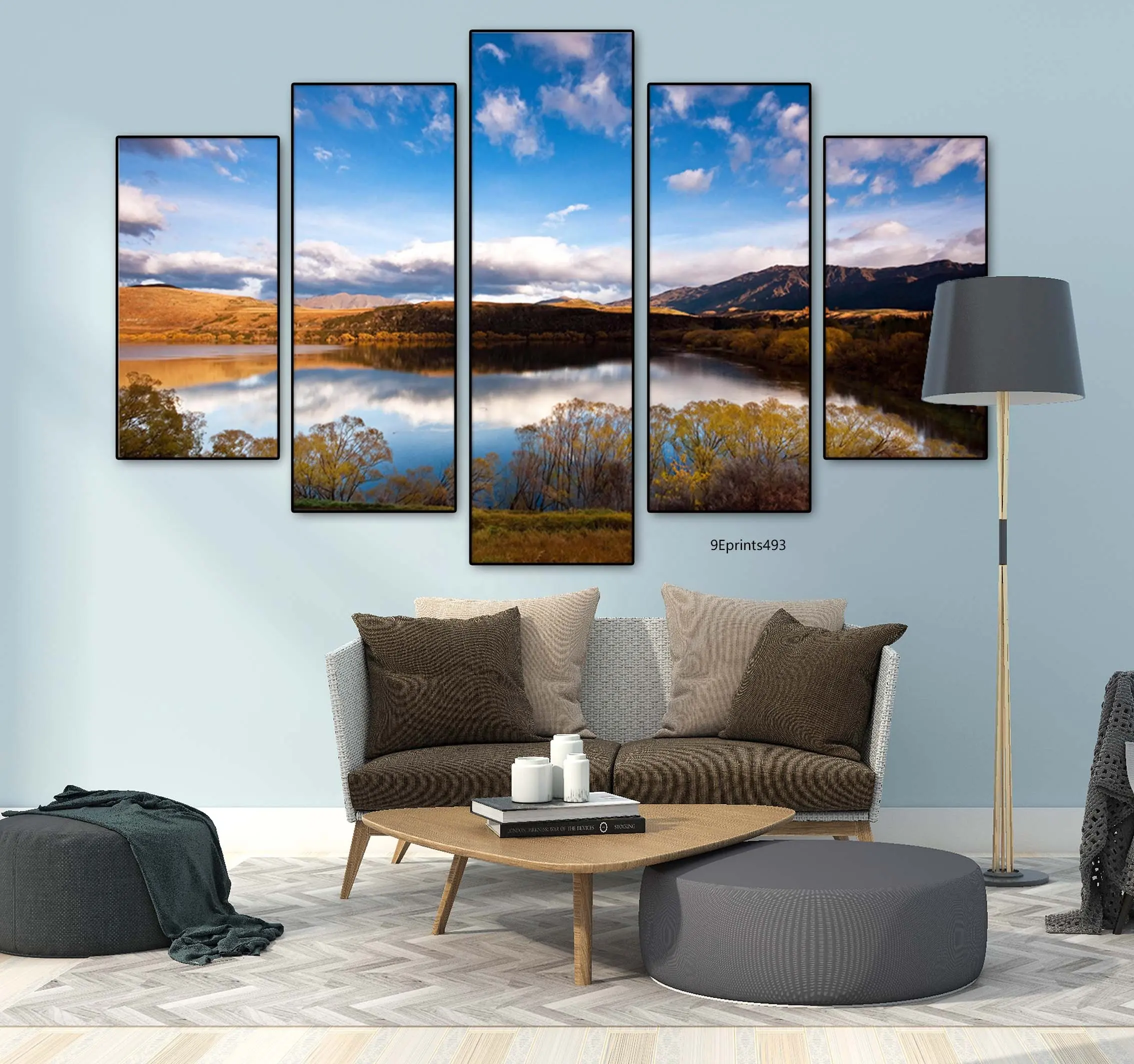 Wholesale Modern Landscape Paintings Picture Custom 5 Panel Wall Art Canvas on Prints Framed home decoration