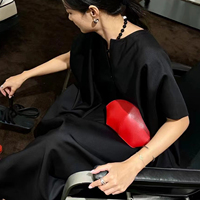 Pochette élégante et tendance en cuir d'agneau véritable pour femme, sac mini de luxe en forme d'enveloppe rouge, simplicité urbaine