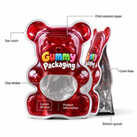 Sachet personnalisé en Mylar comestible, étanche, découpé sur mesure, en feuille d'aluminium, refermable avec fermeture éclair, pour bonbons et oursons gélifiés, avec fenêtre