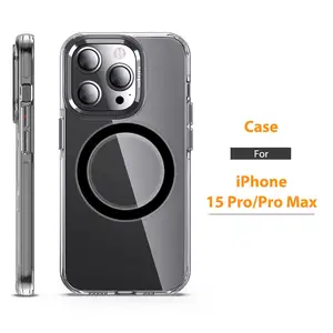 Rõ ràng trường hợp đối với iPhone 15 14 13 12 cộng với Pro Max vòng từ điện thoại trong suốt cứng PC túi khí máy ảnh bảo vệ wls82 wlons